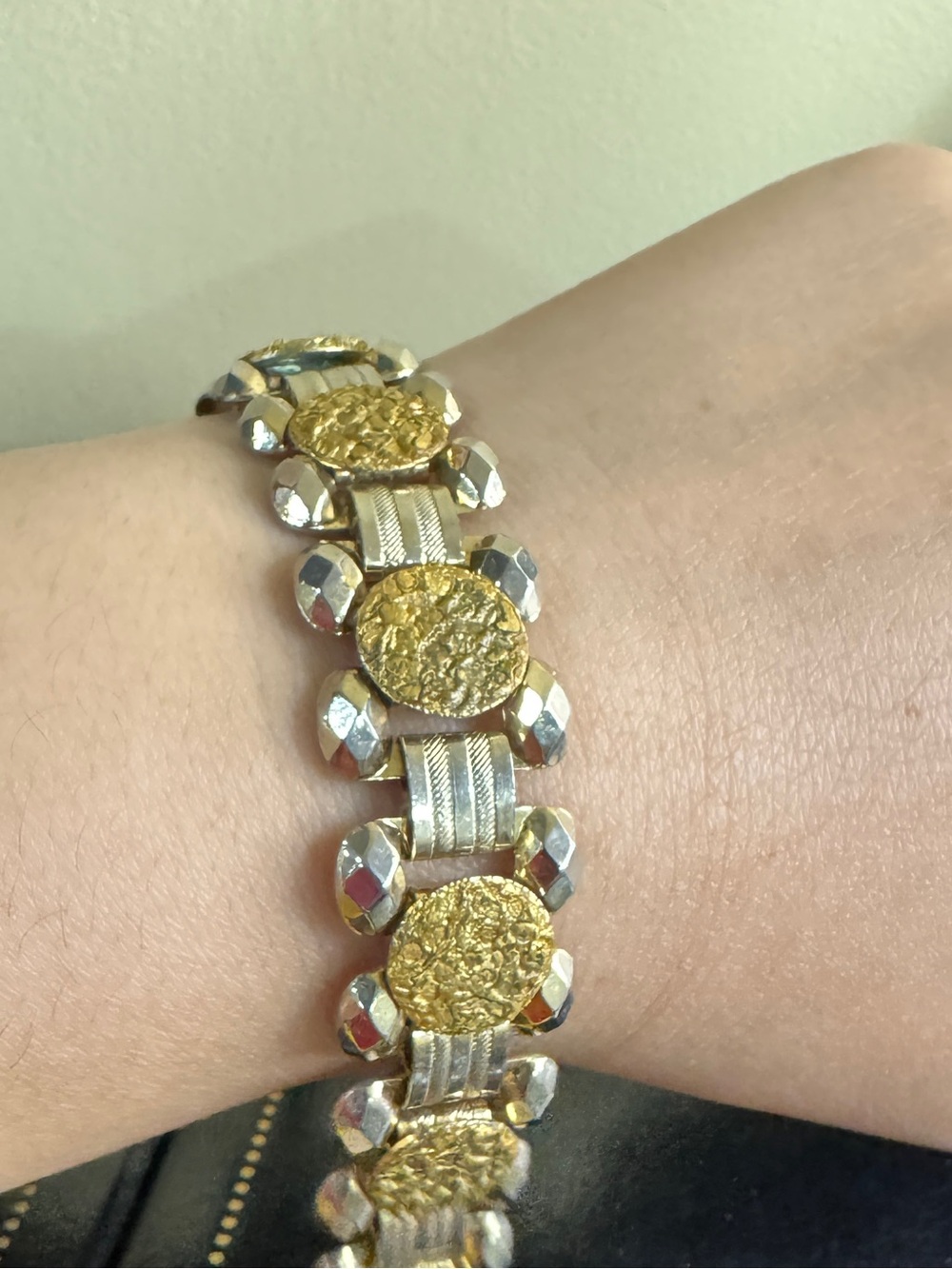 Vintage Bracelet with Textured Discs - Women's Jewelry